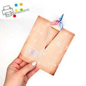 Invitación de unicornio para inscripción escolar para imprimir y confeccionar | colegial | cono escolar | comienzo de clases