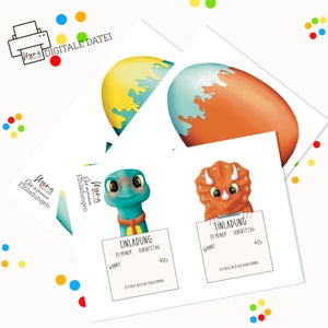 10 Dinosaur Invitations for Children's Birthday Party Print and Craft Dino Egg Dino Invitation Card image 4