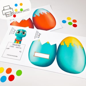 10 Dinosaur Invitations for Children's Birthday Party Print and Craft Dino Egg Dino Invitation Card image 7