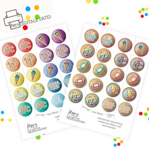 School enrollment party muffin plugs to print out ABC schoolchild school start image 2