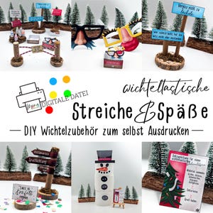 DIY gnome pranks and jokes set for Christmas and the gnome door children | Xmas | scandi | decoration | gnome scene | gnome grandma Wanda