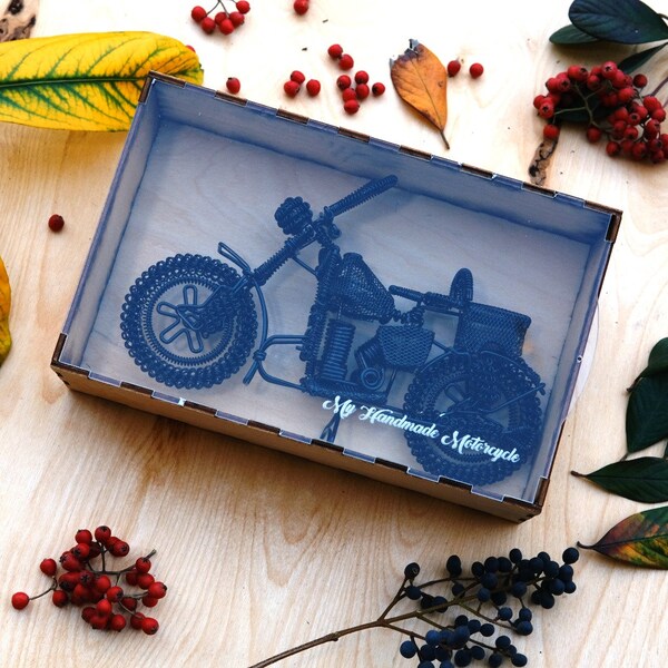 Motorcycle Model: Handmade Personalized Gift for Him or Rustic Wooden Home Decor Piece for Housewarming or Indoor Garden – Cool Gifting Idea