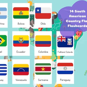South American Country Flag Flashcards | Digital Download Educational Flashcards