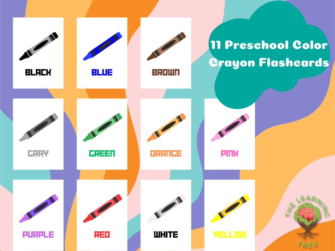 11 English Crayon Color Flashcards Digital Download Educational Flashcards Etsy