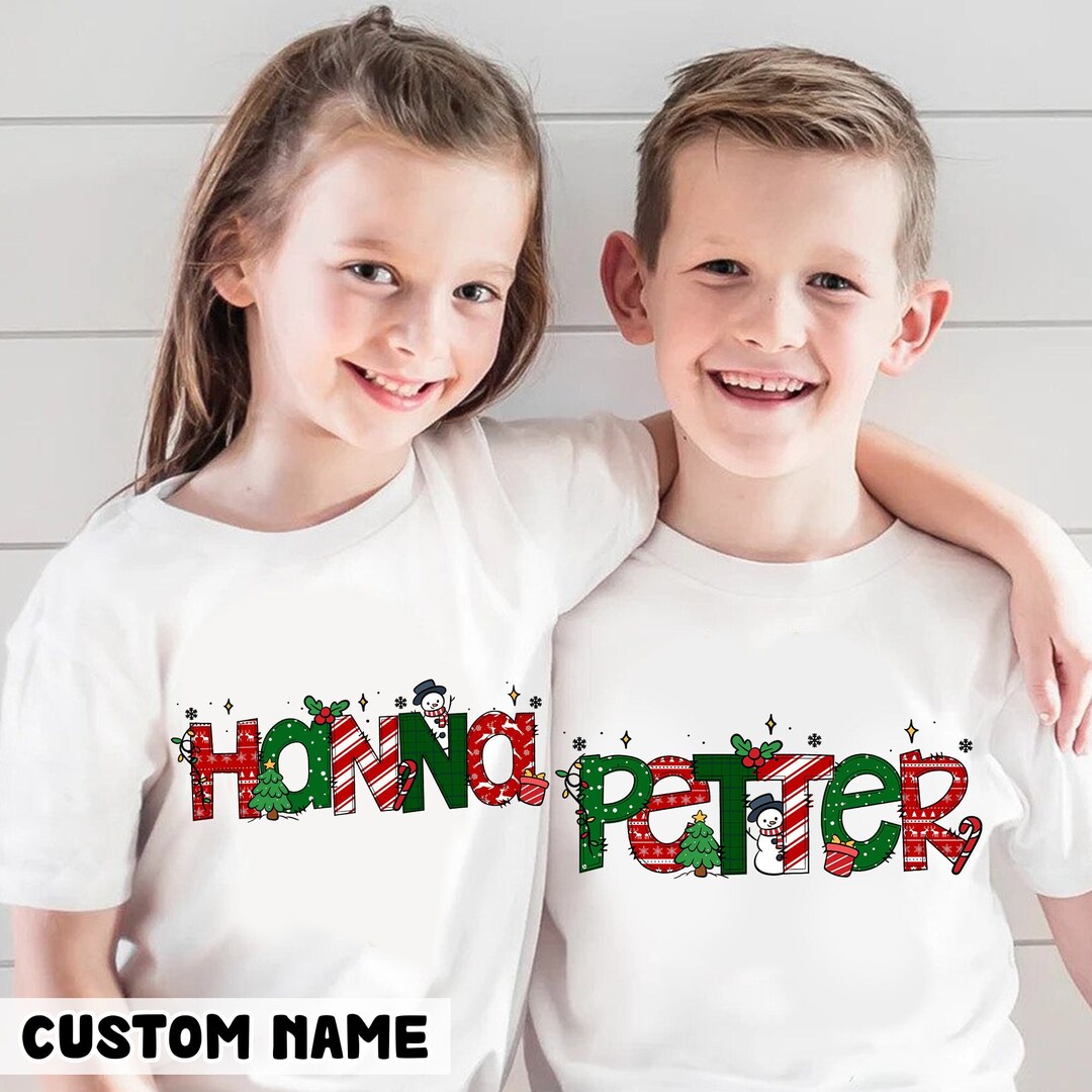 Personalized Christmas Tshirt for Kids Customized Name Etsy