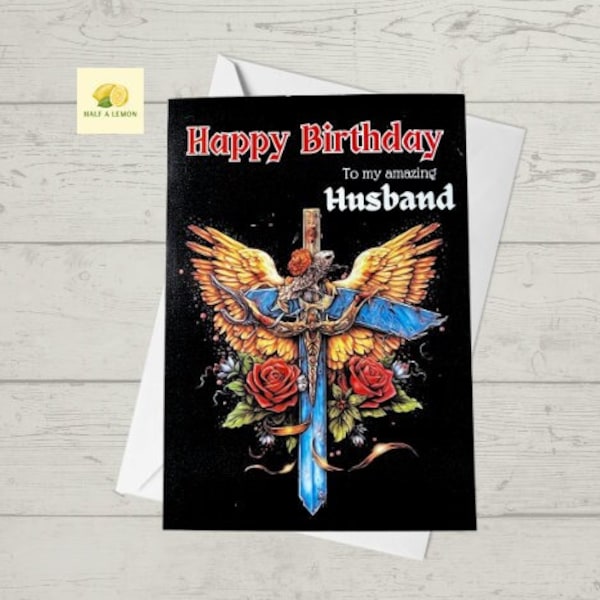 Birthday card, Husband Birthday card, for the man that likes Rock music, heavy metal, tattoo, motorcycles