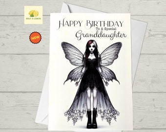 Birthday card, Granddaughter birthday card, Goth Birthday card, Gothic Birthday card, Fairy Birthday Card, Card for her Birthday,