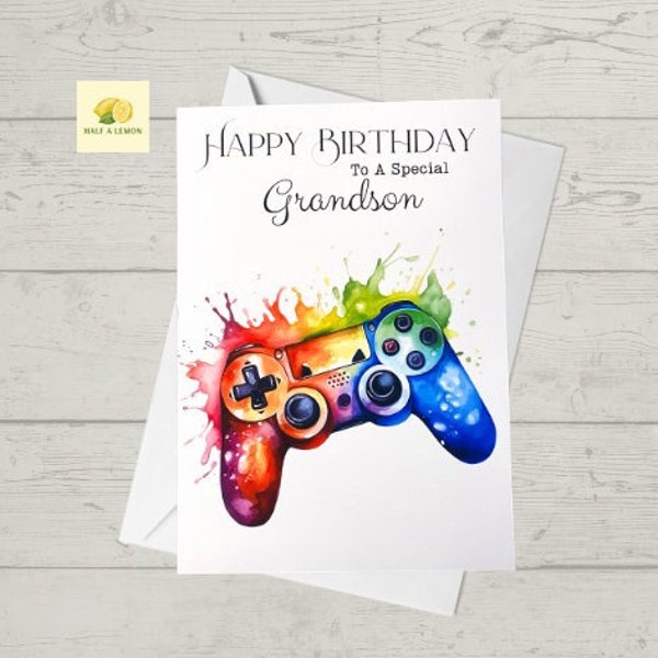 Birthday card, Grandson Birthday card, Game Controller, Birthday card for Grandson, Birthday card for him, Birthday cards, video games, gift