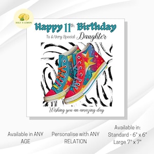 Carte d'anniversaire pour fille, âge et relation à personnaliser pour 11 ans, carte d'anniversaire pour fille, pour petite-fille, nièce pour 11 ans, cadeau pour 11e anniversaire