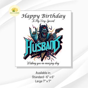Carte d'anniversaire de mari, carte d'anniversaire pour mari, carte d'anniversaire de mari sur le thème de la musique heavy metal, carte sur le thème de la musique rock, pour lui, cadeau,