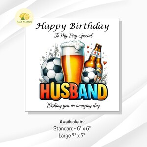 Carte d'anniversaire pour mari, anniversaire de mari, football et bière, carte d'anniversaire, cadeau d'anniversaire, pour lui, cadeau,