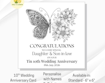 Personalised Tin 10th Wedding Anniversary Card - For Any Couple