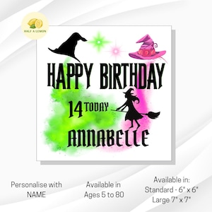 Carte d'anniversaire personnalisée pour arrière-petite-fille, petite-fille, fille, arrière-nièce, nièce, soeur, cadeau de sorcellerie