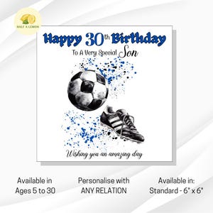 Carte d'anniversaire, carte d'anniversaire de football, pour lui, pour TOUTE relation, arrière-petit-fils, petit-fils, fils, neveu, frère, pour TOUT âge, cadeau,