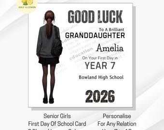Personalised Good Luck Back To School Card For Senior Girls -  Blazer/Jumper Options