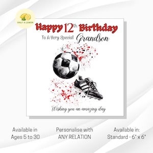 Carte d'anniversaire, carte d'anniversaire de football, pour lui, pour TOUTE relation, arrière-petit-fils, petit-fils, fils, neveu, frère, pour TOUT âge, cadeau,
