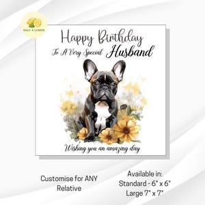Carte d'anniversaire de mari - carte d'amant de chien bouledogue français pour lui, carte d'anniversaire de Frenchie noire pour mari, cadeau d'anniversaire de mari, toute relation