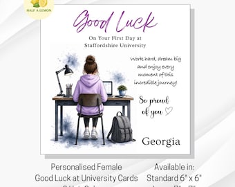 Personalised Good Luck at University Card for Her: Hair Colour Options