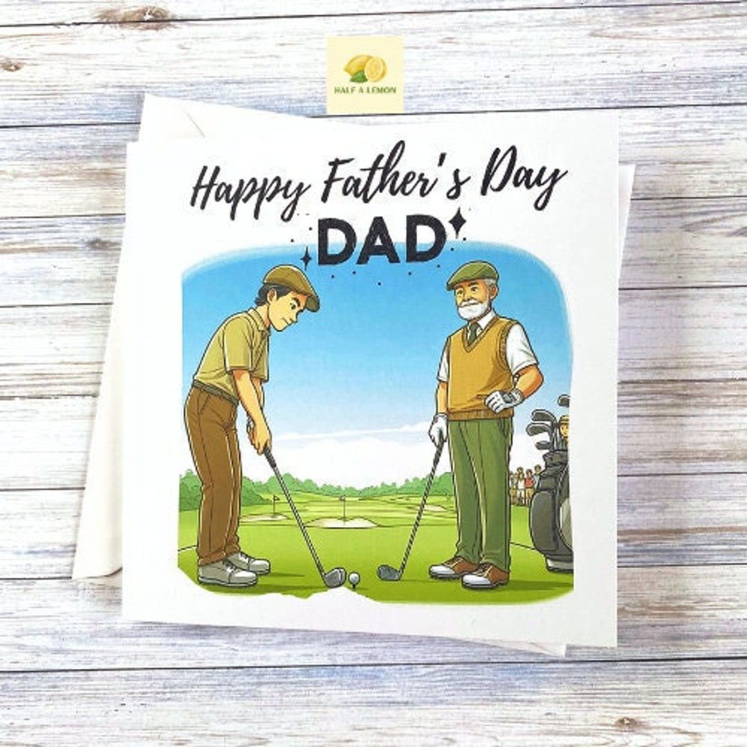 Father's Day Card for Dad, Golf Dad, Featuring an Older