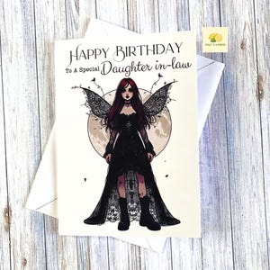 Carte d'anniversaire, carte d'anniversaire belle-fille, carte d'anniversaire gothique, carte d'anniversaire gothique, carte de fée, carte de belle-fille pour son anniversaire,