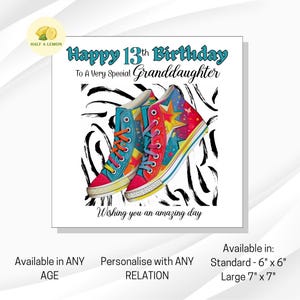 Carte d'anniversaire pour petite-fille pour 13e anniversaire, âge et relation à personnaliser, carte d'anniversaire pour fille, pour fille, nièce pour 13e anniversaire, cadeau de 13e anniversaire