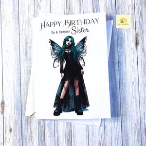 Carte d'anniversaire, carte d'anniversaire soeur, carte d'anniversaire gothique, carte d'anniversaire gothique, carte d'anniversaire fée, carte pour son anniversaire,