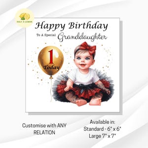 Carte de premier anniversaire, carte de 1er anniversaire pour fille, petite-fille, arrière-petite-fille, nièce, arrière-nièce, soeur, pour elle, cadeau,