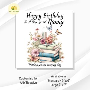 Carte d'anniversaire de nounou, carte d'anniversaire pour nounou, cadeau d'anniversaire pour maman, cadeau d'anniversaire de nounou, carte d'anniversaire pour amoureux des livres, cadeau d'anniversaire de nounou pour elle,