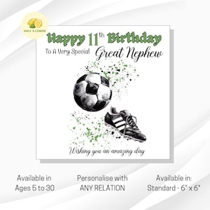 Birthday card, Football birthday card, for him, for ANY Relation, Great Grandson, Grandson, Son, Nephew, Brother, for ANY Age, gift,