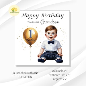 Carte de premier anniversaire pour petit-fils, 1ère carte d'anniversaire pour petit-fils, arrière-petit-fils, fils, neveu, arrière-neveu, One Today, cadeau, lui