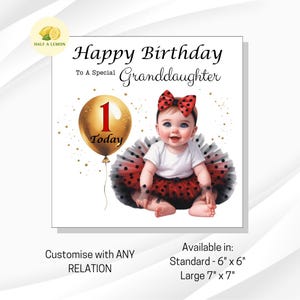 Carte de premier anniversaire, carte de 1er anniversaire pour fille, petite-fille, arrière-petite-fille, nièce, arrière-nièce, soeur, pour elle, cadeau,