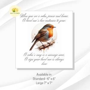 Carte de deuil, désolé pour votre perte, carte de sympathie, carte du souvenir, Robin, cadeau