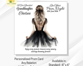 Personalised Prom Card for Her - Black Dress