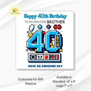 Brother 40e anniversaire – Style rétro pixel gamer | Design sympa de jeux vidéo pour hommes (fr) | 40e anniversaire pour lui |  Cadeau 40e anniversaire