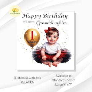 Carte de premier anniversaire, carte de 1er anniversaire pour fille, petite-fille, arrière-petite-fille, nièce, arrière-nièce, soeur, pour elle, cadeau,
