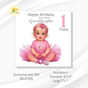 Carte premier anniversaire arrière-petite-fille, 1er anniversaire arrière-petite-fille, aussi pour petite-fille, fille, nièce, jolie ballerine, cadeau