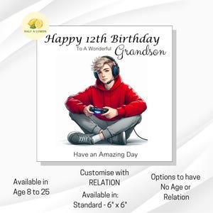 Carte d'anniversaire pour petit-fils, carte d'anniversaire de petit-fils, fils, frère, pour TOUT ÂGE, 10, 11, 12, 13, 14, 15, 16, 17, 18, cadeau