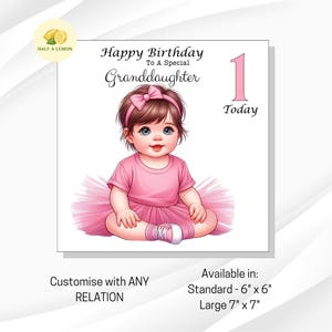 Carte de premier anniversaire pour arrière-petite-fille, carte de 1er anniversaire pour arrière-petite-fille, jolie ballerine, petite-fille, fille, nièce, cadeau