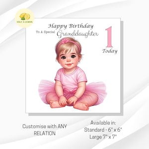 Carte de premier anniversaire, pour TOUS les membres de la famille, arrière-petite-fille, petite-fille, fille, nièce, soeur, joli tutu rose, pour elle, fille, 1er anniversaire de naissance, cadeau