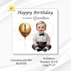 Carte de premier anniversaire pour petit-fils, 1ère carte d'anniversaire pour petit-fils, arrière-petit-fils, fils, neveu, arrière-neveu, One Today, cadeau, lui