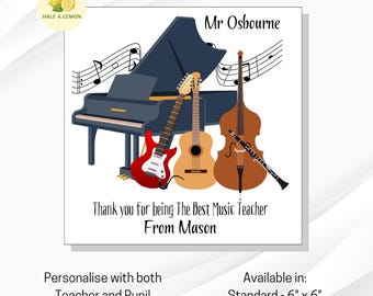 Personalised Music Teacher Thank You Card