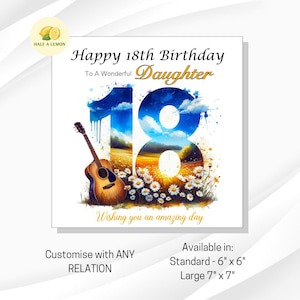 Carte d'anniversaire 18 ans, Carte d'anniversaire fille 18 ans, Carte d'anniversaire fille, Carte d'anniversaire 18 ans Petite-fille, Musique, Guitare, Cadeau d'anniversaire 18 ans