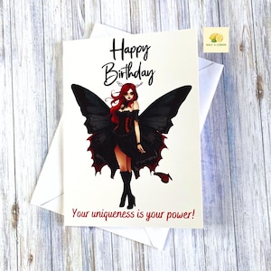 Carte d'anniversaire gothique, papillon vampire, reine gothique, carte d'anniversaire pour gothique, carte d'anniversaire de vampire, carte d'anniversaire pour elle, alternative
