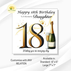 Carte d'anniversaire 18 ans, carte d'anniversaire fille 18 ans, pour toute relation, petite-fille, nièce, soeur, dix-huitième, jalon, cadeau, classique, elle,