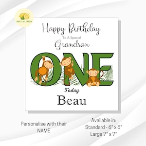 Carte de premier anniversaire, peut être pour TOUS les membres de la famille, à personnaliser avec son nom, arrière-petit-fils, petit-fils, fils, arrière-neveu, neveu, frère, cadeau