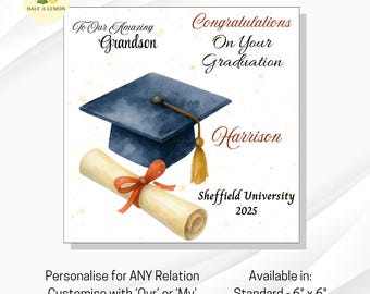 Personalised Graduation Card 2026: Watercolour Diploma & Cap