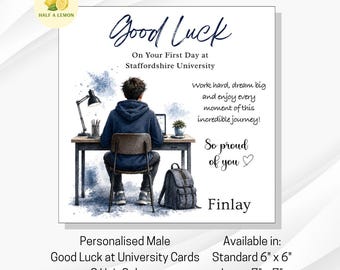 Personalised University Good Luck Card for Him: Hair Colour Options