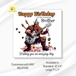Carte d'anniversaire, pour frère, à personnaliser pour TOUTE relation, également pour mari, fils, petit-fils, neveu, papa, gendre, cadeau pour lui, rock, viking