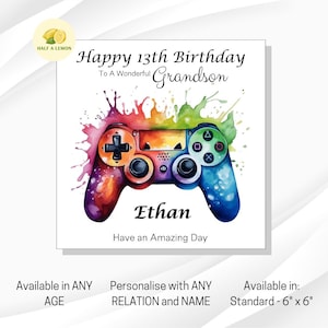 Carte d'anniversaire, personnalisée pour fils, arrière-petit-fils, petit-fils, arrière-neveu, neveu, frère, cadeau, TOUT âge, TOUT lien, Gamer, Jeu vidéo