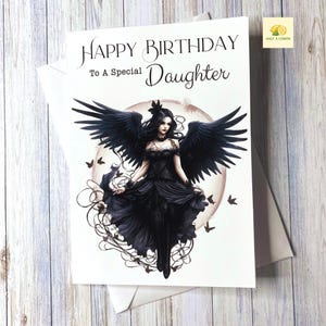 Carte d'anniversaire, carte d'anniversaire fille, carte d'anniversaire gothique, carte d'anniversaire gothique, carte d'anniversaire fée, carte pour son anniversaire, alternative,